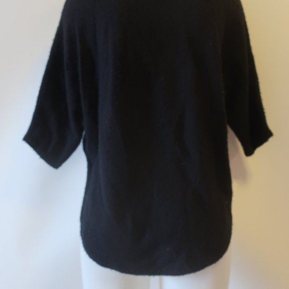 *Womens Cashmere Cashmere Black Round Hem Short Sleeve Sweater S - Picture 10 of 16